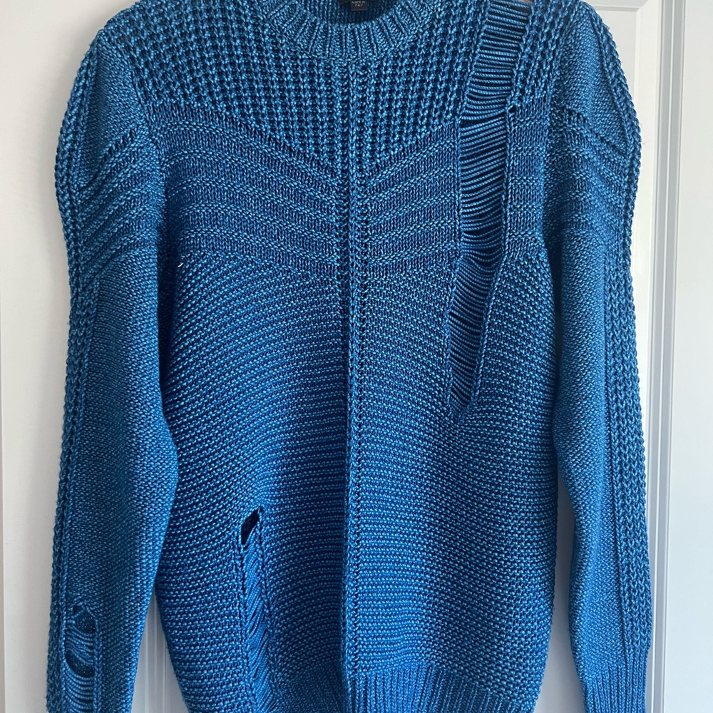 Diesel Blue Crewneck Sweater with Classic Ribbed Knit